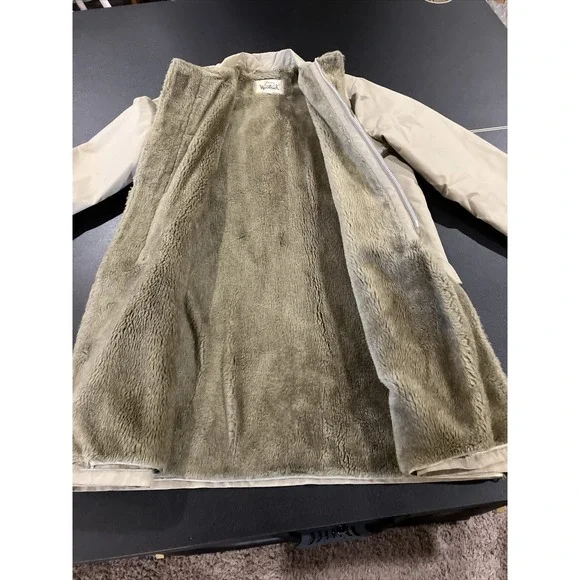 VTG Woolrich Brown Khaki Faux Fur Lined Button Down Winter Coat Mens Sz 40 Parka - Picture 12 of 15